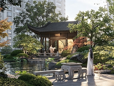 仿古建筑 中式仿古景观亭 中式歇山飞檐亭 中式仿古水榭景亭 挂落屏风美人靠