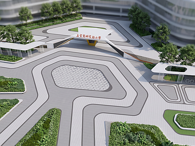 现代主义教育校园景观 校园景观 学校入口景观 校园中庭 学校出入口景观