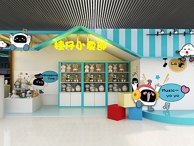 现代主题快闪 卡通小卖部美陈 卡通IP快闪店 玩偶售卖展台 清新网红商铺 儿童文创摊位