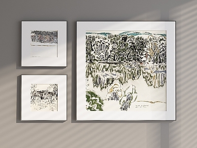 现代挂画组合 现代装饰画 挂画 挂画组合 抽象画