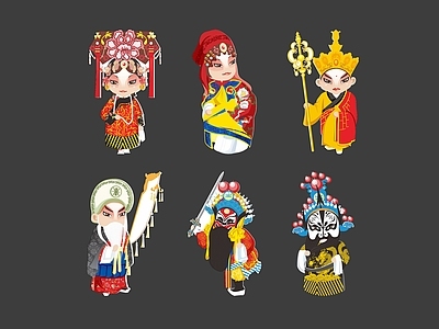 中式虚拟人物 京剧人物 京剧人物剪影 戏曲人物 卡通人物 墙饰