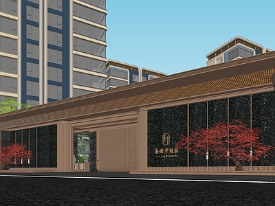 新中式景观小区景观 示范区 下沉庭院 大门 大区景观