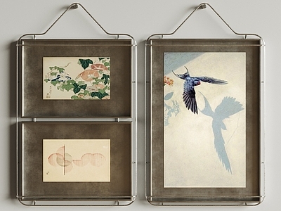 复古组合画 中古风金属画框 装饰画 画框 挂画组合 艺术插花