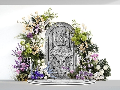 法式打卡墙 花艺美陈 花艺打卡墙
