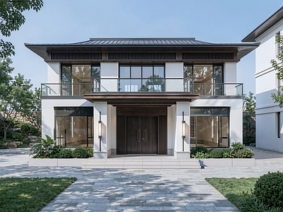 新中式独栋别墅 宋式建筑 别墅 新中式 现代中式