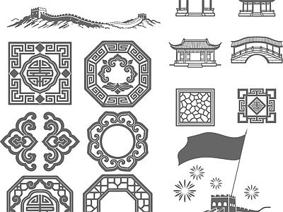 其他图库 图标 花纹 贴图 线稿 中式