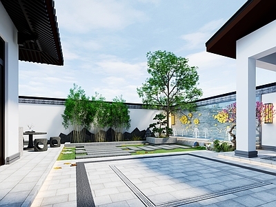 新中式景观庭院 新中式庭院
