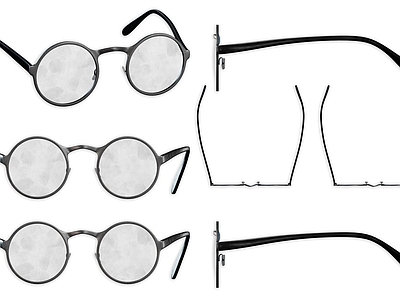 复古办公设备 圆形金属眼镜 复古圆形眼镜 老式眼镜 金属材质眼镜 做旧复古眼镜