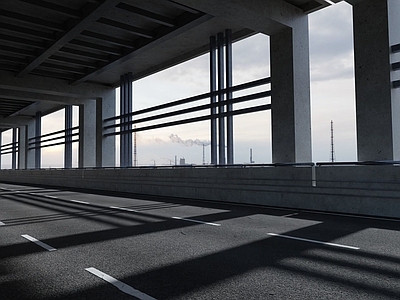 现代主义天桥 汽车道路场景