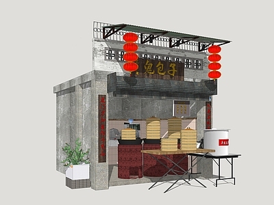 中式其他店铺 包子铺 小吃店 怀旧包子铺 年代怀旧建筑