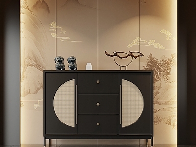 新中式玄关柜 新中式玄关 端景柜玄关柜