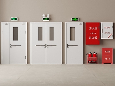 现代简约灭火器 现代消防设备 消防用品 灭火器 消火栓 防火门