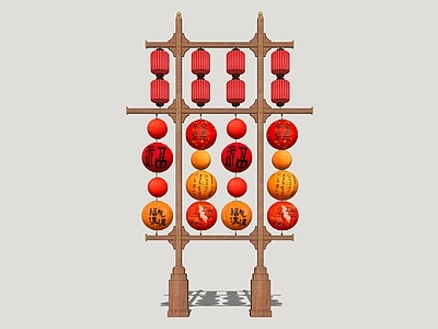 中式春节美陈 红灯笼 灯笼架 春节灯笼 节日氛围灯