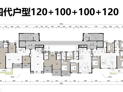 高层住宅 四代高层T4户型 120与100㎡ 首层架空奇偶都有 空中花园