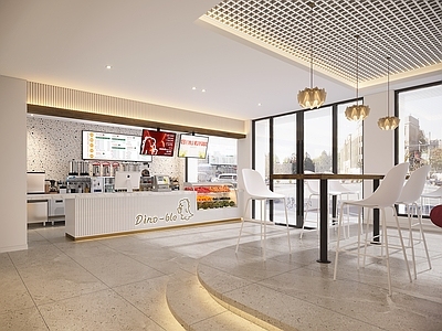 奶油风奶茶店 奶茶店 奶茶店门头 前台 门头 咖啡店