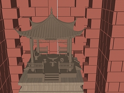 中式古建古建筑 精细化四角亭 精模六角亭 古建筑亭子 四角桌