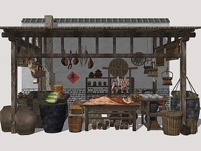 中式其他店铺 影视厨房灶台 古代厨房 乡村厨房 乡村灶台