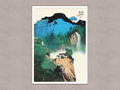 新中式挂画 山居图 华拓 青绿山水 装饰画 国画