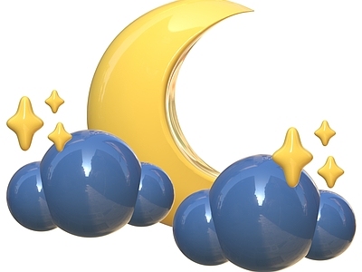 摆件组合 月亮 星星 云 卡通月亮