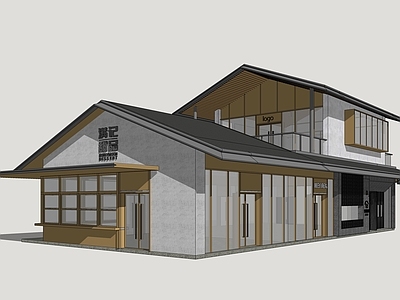 新中式餐饮建筑 咖啡馆 休闲餐厅