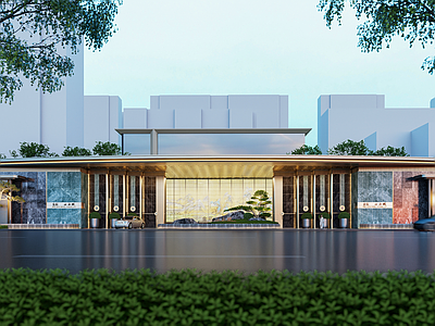 新中式入口大门 新中式示范区大门 新中式示范区 酒店精奢 酒店式入口