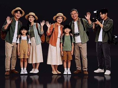 多人 2D拍照人 旅游合照 合影人 摄影师 亚洲人