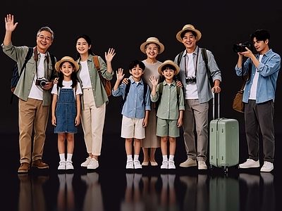 多人 2D拍照人 旅游合照 合影人 摄影师 亚洲人