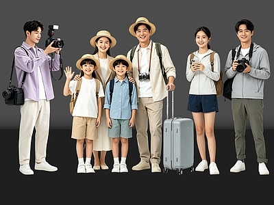 多人 2D拍照人 旅游合照 合影人 摄影师 亚洲人