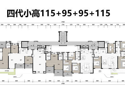 高层住宅 四代T4小高户型 115与95㎡ 改造前后平面