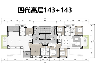 高层住宅 四代T2高层户型 143与143㎡ 改造前后奇偶层 超高得房率 空中花园