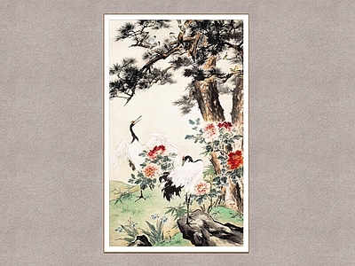 中式画框 富贵延寿 松鹤延年 王雪涛 装饰画