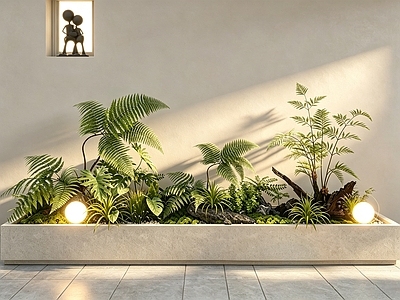 现代简约植物组合 室内景观植物堆 景观绿植 庭院绿植 庭院小景绿植