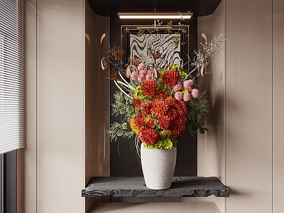 现代简约花瓶 花瓶花艺 干枝花艺 鲜花 玄关 端景