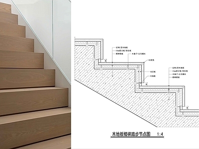 楼梯节点 木地板楼梯阴影缝 木地板楼梯踏步 复合地板楼梯踏步 楼梯踏步节点图