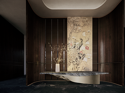 新中式玄关 现代中式玄关 精奢高级 大师审美 名画艺术 高知家庭