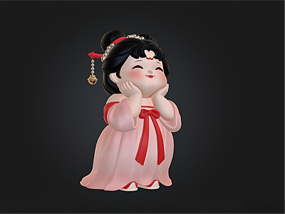 新中式雕塑摆件 唐仕女卡通IP 潮玩手办 盲盒摆件 古风雕塑