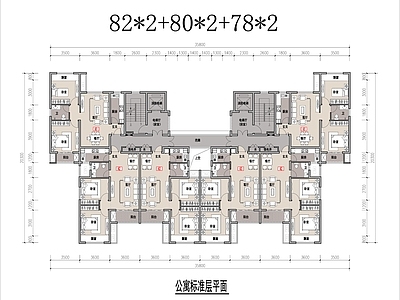 公寓建筑 高层类住宅公寓 80平类住宅公寓 T6连廊高层公寓