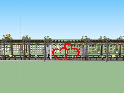 新中式景观廊架空间 亭廊