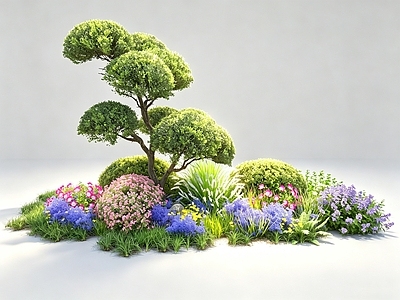 新中式景观景观树 景观树 植物组合 花草灌木 灌木组合
