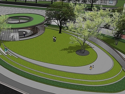 景观廊架 玻璃砖景墙 圆形廊架 弧形廊架