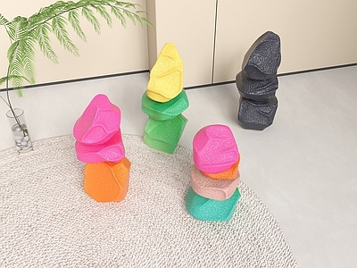 现代雕塑摆件 石头小品 石头摆件 彩色石头雕塑 石头装饰品 景观石头