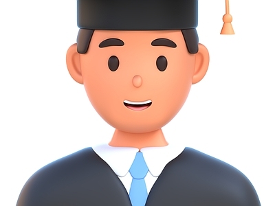 虚拟人物 卡通男人 博士帽 大学生