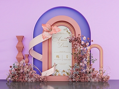 现代情人节美陈 花艺美陈 花艺打卡墙 婚礼花艺墙
