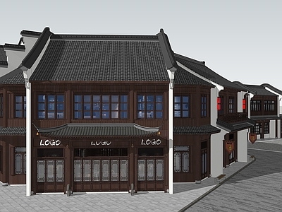 中式古建商业街 徽派建筑 商业街 自建房 皖南