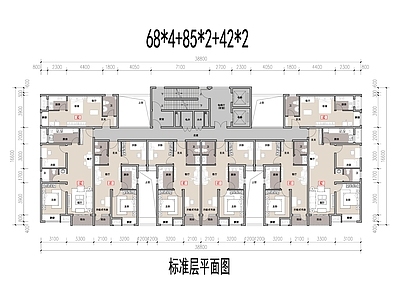 公寓建筑 高层类住宅公寓 高层平层公寓 42 85平公寓