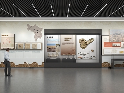 博物馆展厅 博物馆展厅 展陈墙面 历史文化展厅 玻璃展柜