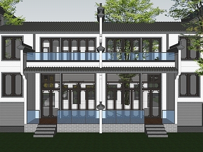 新中式独栋别墅 徽派建筑 自建房 徽派 皖南建筑