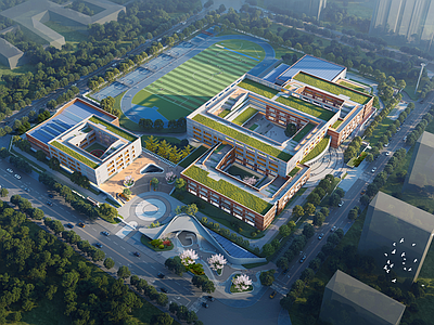 学校建筑 学校全套施工图纸 中学 地下接送 教育培训中心 学校