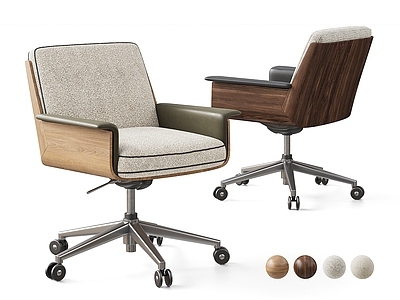 中古风办公椅 MINOTTI 意式复古办公椅 羊羔绒办公椅 旋转升降滑轮椅 书房电脑椅老板椅