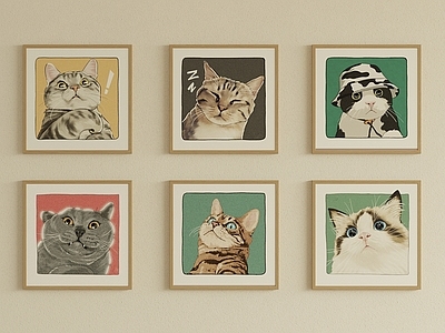 原木风儿童挂画 猫咪挂画 客厅挂画 卧室挂画 儿童挂画